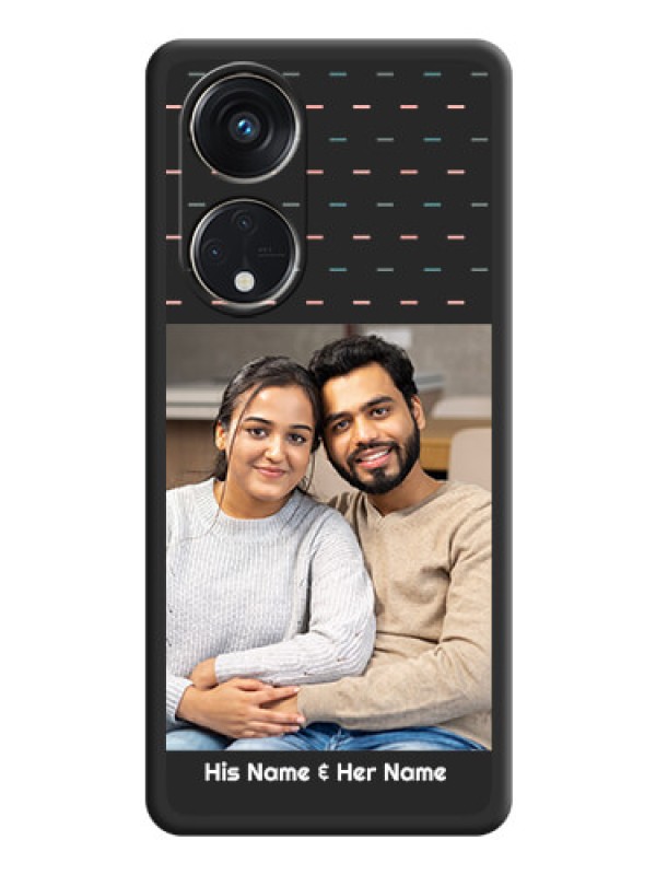 Custom Line Pattern Design with Text on Space Black Custom Soft Matte Phone Back Cover - Oppo Reno 8T 5G