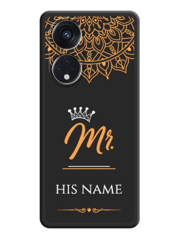 Custom Mr Name with Floral Design  on Personalised Space Black Soft Matte Cases - Oppo Reno 8T 5G