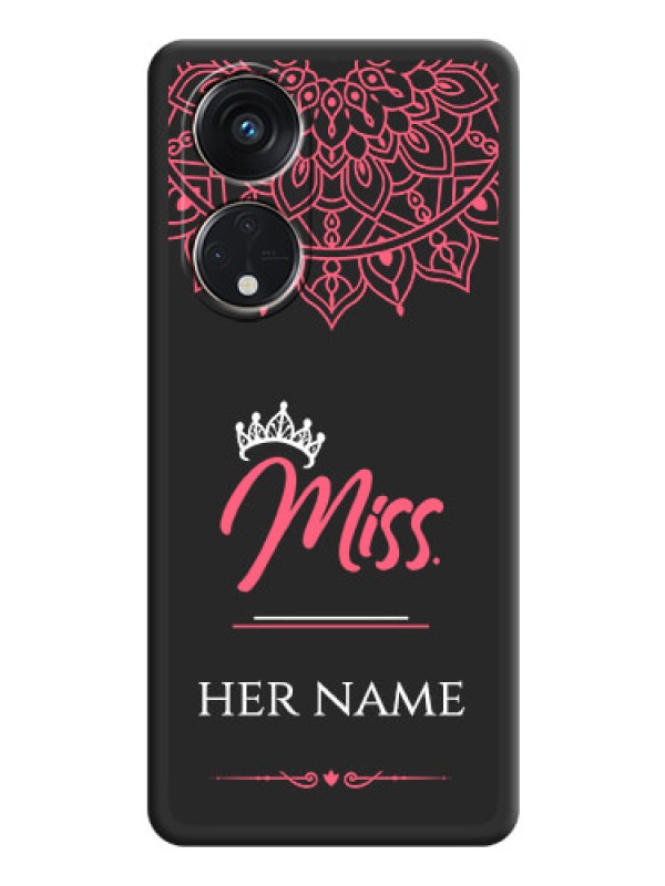 Custom Mrs Name with Floral Design on Space Black Personalized Soft Matte Phone Covers - Oppo Reno 8T 5G