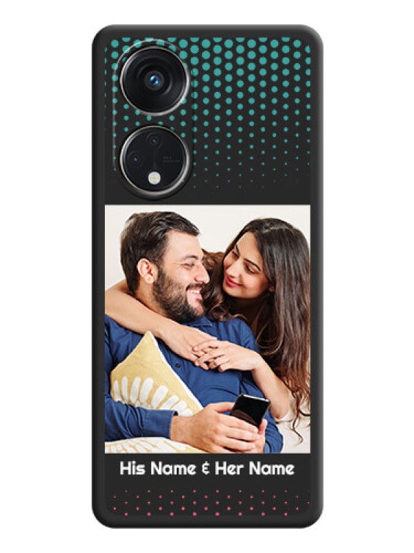 Custom Faded Dots with Grunge Photo Frame and Text on Space Black Custom Soft Matte Phone Cases - Oppo Reno 8T 5G