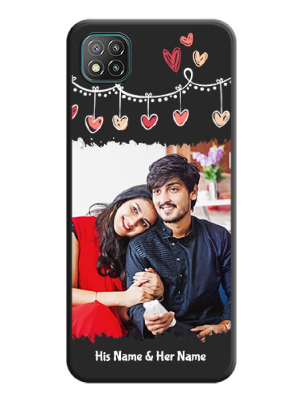 Custom Pink Love Hangings with Name on Space Black Custom Soft Matte Phone Cases - Poco C3