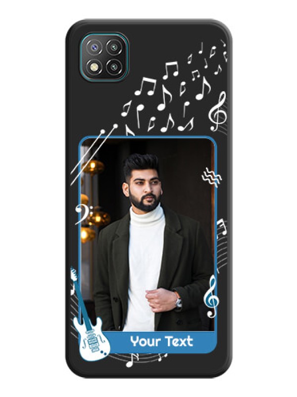 Custom Musical Theme Design with Text on Photo on Space Black Soft Matte Mobile Case - Poco C3