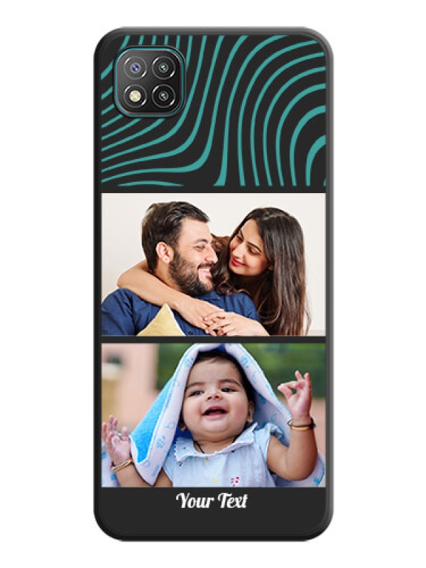 Custom Wave Pattern with 2 Image Holder on Space Black Personalized Soft Matte Phone Covers - Poco C3