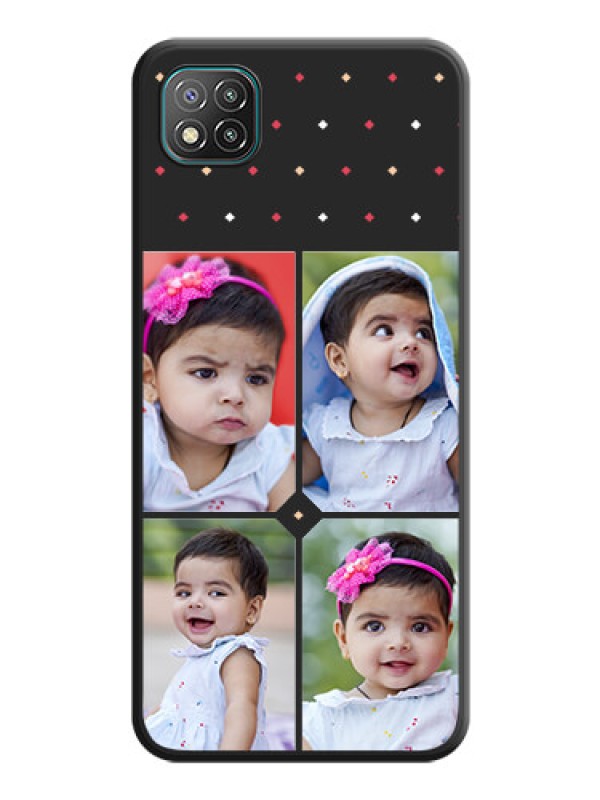 Custom Multicolor Dotted Pattern with 4 Image Holder on Space Black Custom Soft Matte Phone Cases - Poco C3