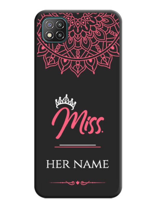 Custom Mrs Name with Floral Design on Space Black Personalized Soft Matte Phone Covers - Poco C3