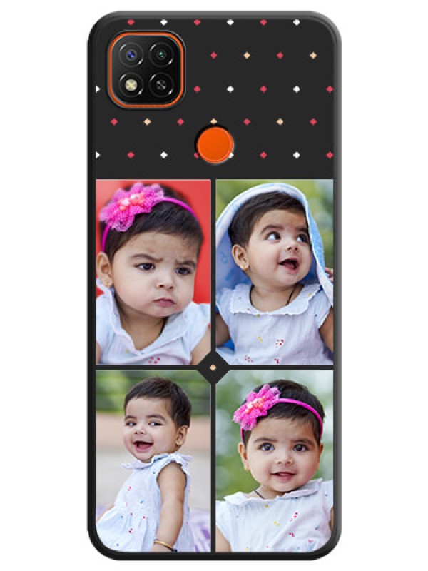 Custom Multicolor Dotted Pattern with 4 Image Holder on Space Black Custom Soft Matte Phone Cases - Poco C31