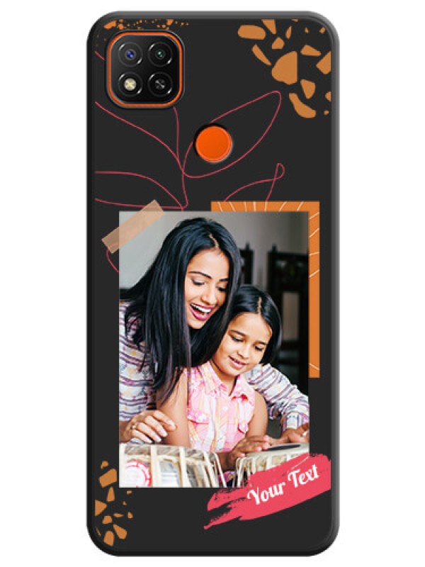 Custom Orange Photo Frame on Space Black Custom Soft Matte Phone Back Cover - Poco C31