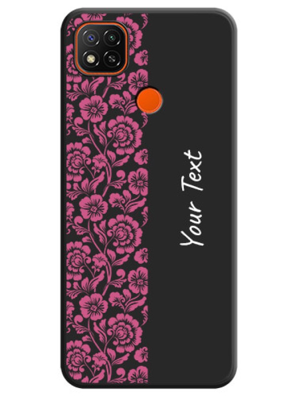 Custom Pink Floral Pattern Design With Custom Text On Space Black Personalized Soft Matte Phone Covers -Poco C31