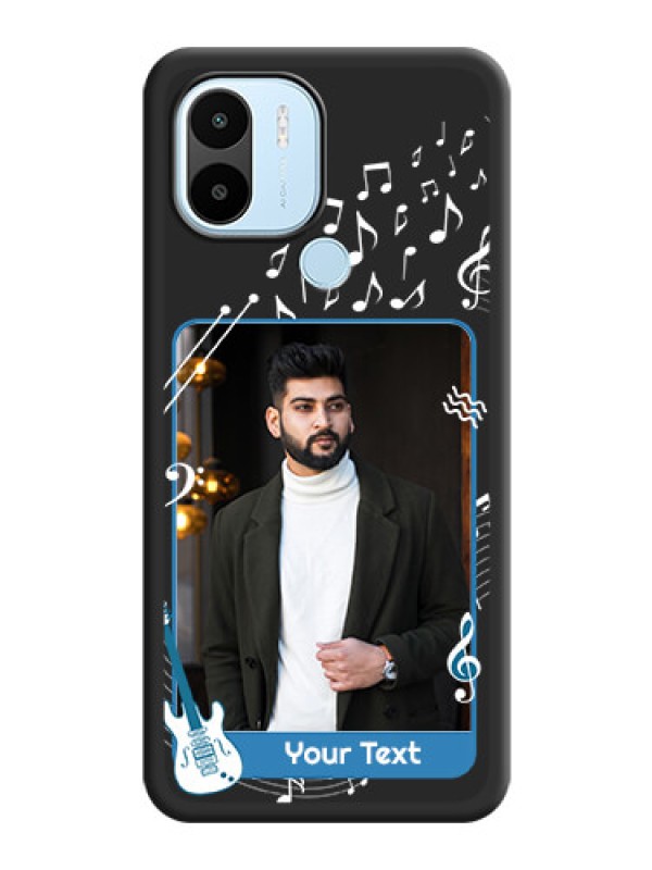 Custom Musical Theme Design with Text on Photo on Space Black Soft Matte Mobile Case - Poco C50