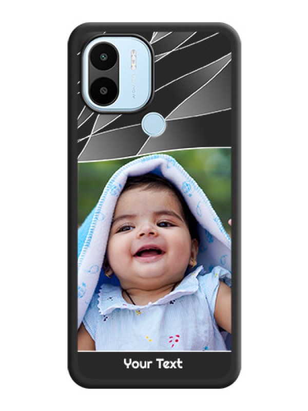 Custom Mixed Wave Lines on Photo on Space Black Soft Matte Mobile Cover - Poco C50