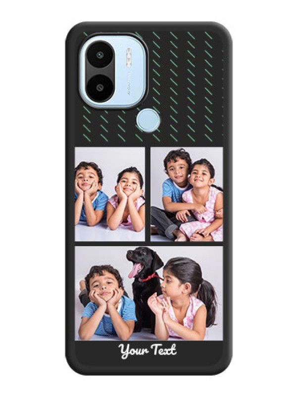 Custom Cross Dotted Pattern with 2 Image Holder  on Personalised Space Black Soft Matte Cases - Poco C50