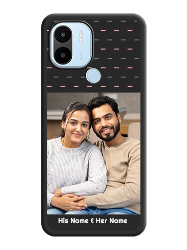 Custom Line Pattern Design with Text on Space Black Custom Soft Matte Phone Back Cover - Poco C50