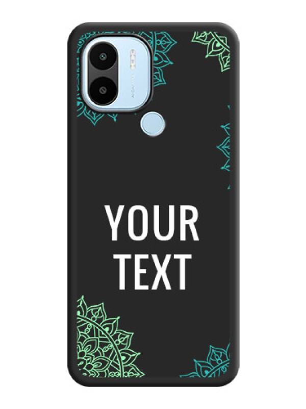 Custom Your Name with Floral Design on Space Black Custom Soft Matte Back Cover - Poco C50