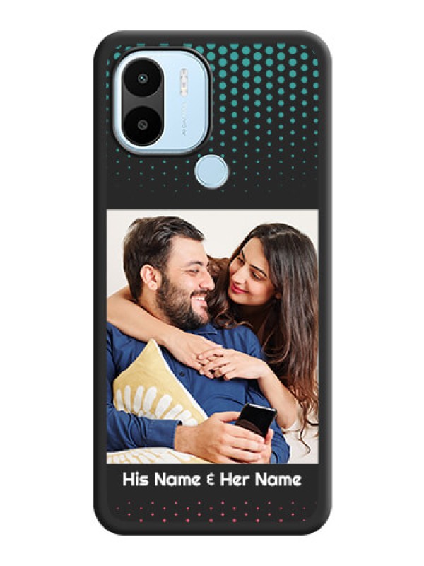 Custom Faded Dots with Grunge Photo Frame and Text on Space Black Custom Soft Matte Phone Cases - Poco C50