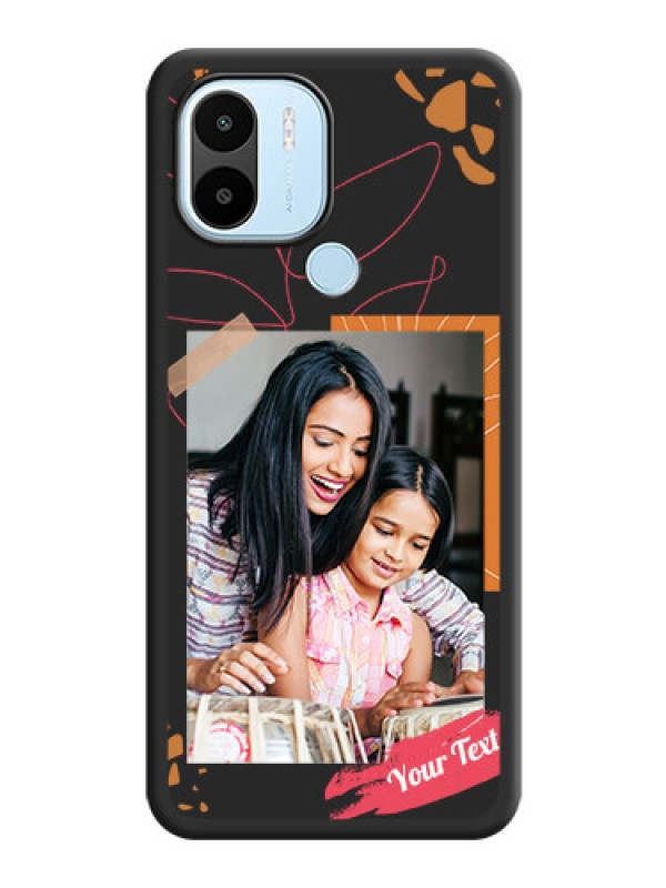 Custom Orange Photo Frame on Space Black Custom Soft Matte Phone Back Cover - Poco C50