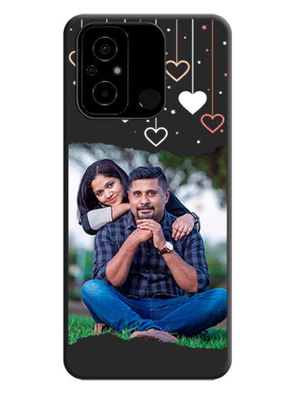 Custom Love Hangings with Splash Wave Picture on Space Black Custom Soft Matte Phone Back Cover - Poco C55