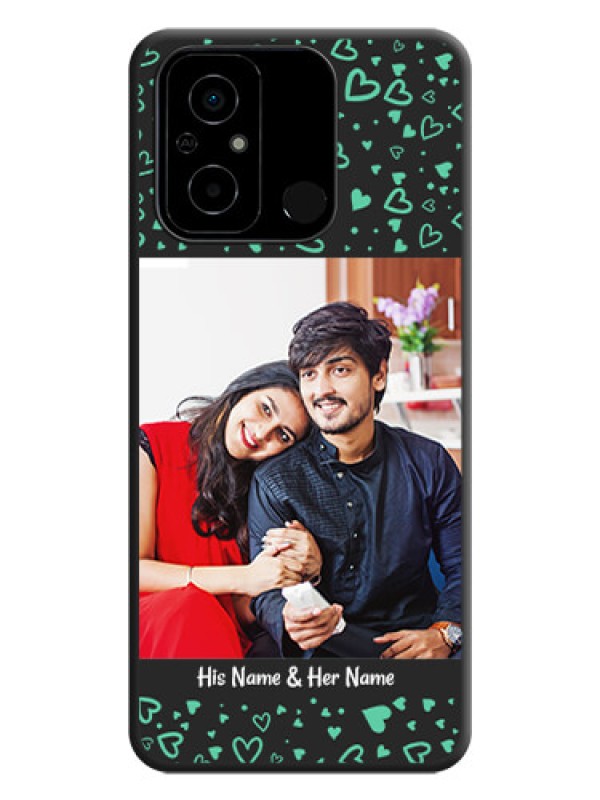 Custom Sea Green Indefinite Love Pattern on Photo on Space Black Soft Matte Mobile Cover - Poco C55
