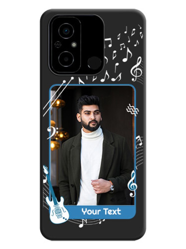 Custom Musical Theme Design with Text on Photo on Space Black Soft Matte Mobile Case - Poco C55