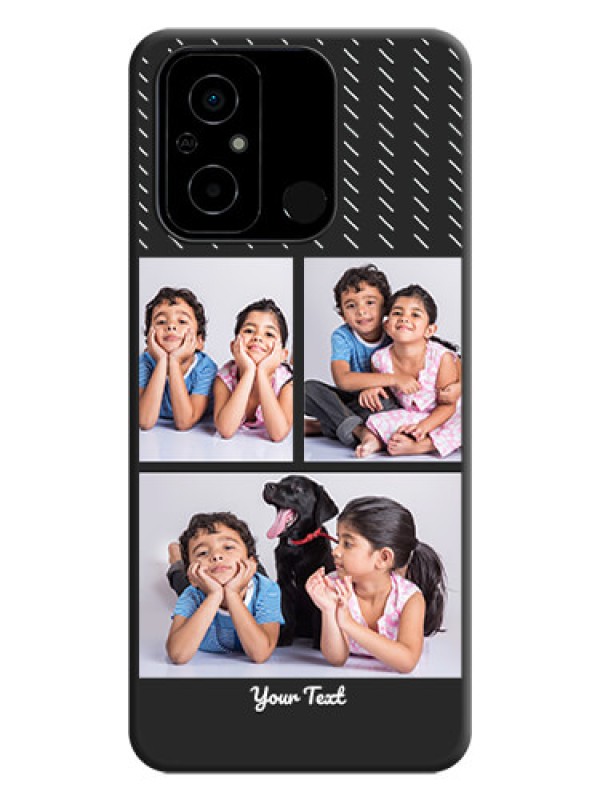 Custom Cross Dotted Pattern with 2 Image Holder  on Personalised Space Black Soft Matte Cases - Poco C55