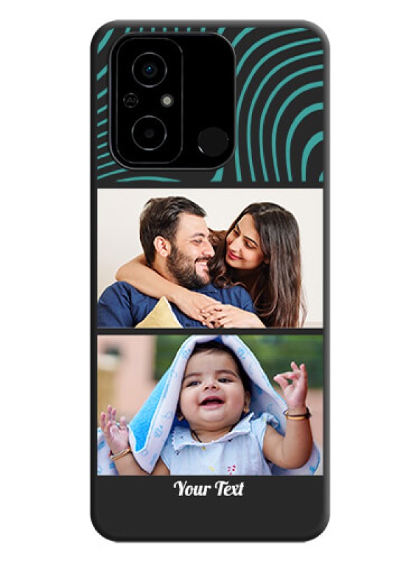 Custom Wave Pattern with 2 Image Holder on Space Black Personalized Soft Matte Phone Covers - Poco C55
