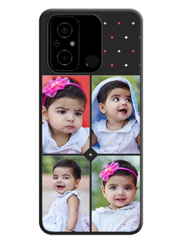 Custom Multicolor Dotted Pattern with 4 Image Holder on Space Black Custom Soft Matte Phone Cases - Poco C55