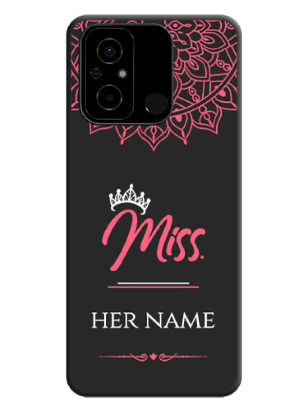 Custom Mrs Name with Floral Design on Space Black Personalized Soft Matte Phone Covers - Poco C55