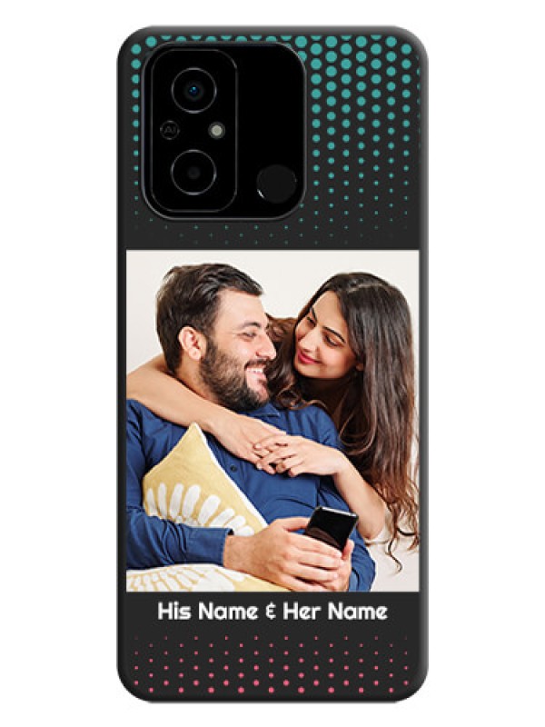 Custom Faded Dots with Grunge Photo Frame and Text on Space Black Custom Soft Matte Phone Cases - Poco C55