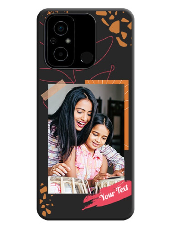 Custom Orange Photo Frame on Space Black Custom Soft Matte Phone Back Cover - Poco C55
