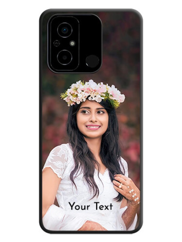 Custom Full Single Pic Upload With Text On Space Black Personalized Soft Matte Phone Covers -Poco C55