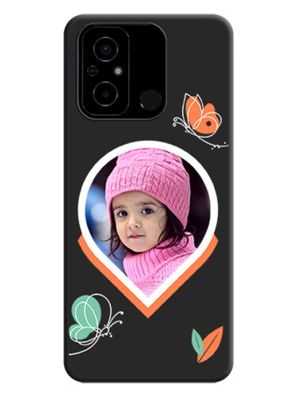 Custom Upload Pic With Simple Butterly Design On Space Black Personalized Soft Matte Phone Covers -Poco C55