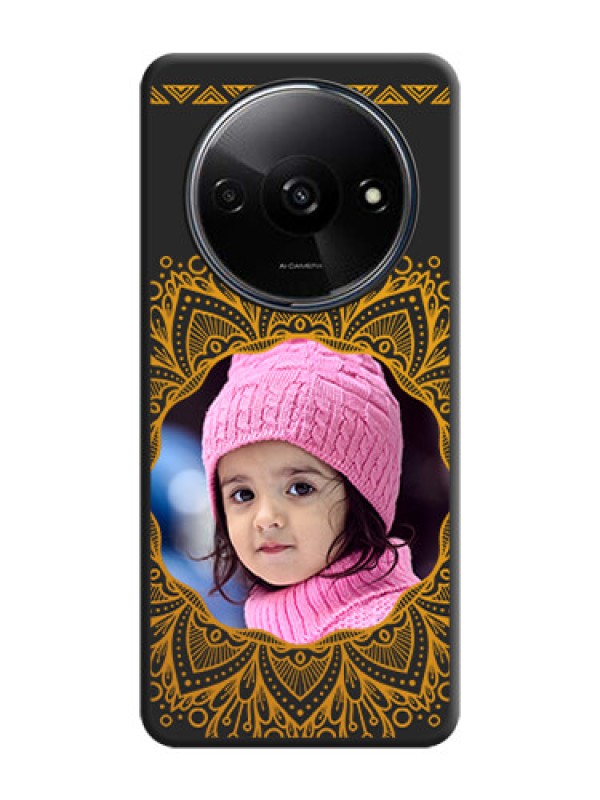 Custom Round Image with Floral Design - Photo on Space Black Soft Matte Mobile Cover - Poco C61