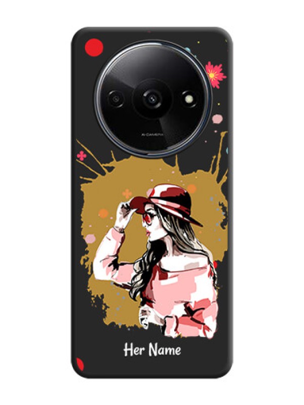 Custom Mordern Lady With Color Splash Background With Custom Text On Space Black Personalized Soft Matte Phone Covers - Poco C61