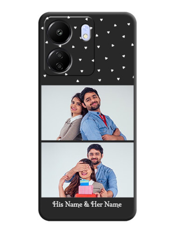 Custom Miniature Love Symbols with Name On Space Black Custom Soft Matte Mobile Back Cover - Poco C65