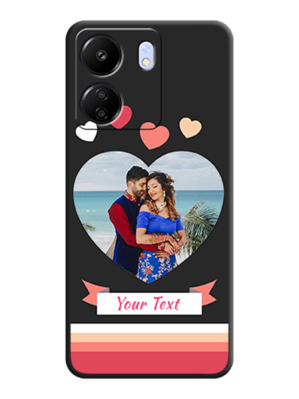 Custom Love Shaped Photo with Colorful Stripes On Space Black Custom Soft Matte Mobile Back Cover - Poco C65