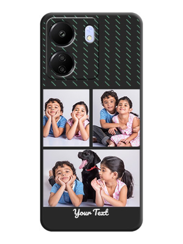 Custom Cross Dotted Pattern with 2 Image Holder On Space Black Custom Soft Matte Mobile Back Cover - Poco C65