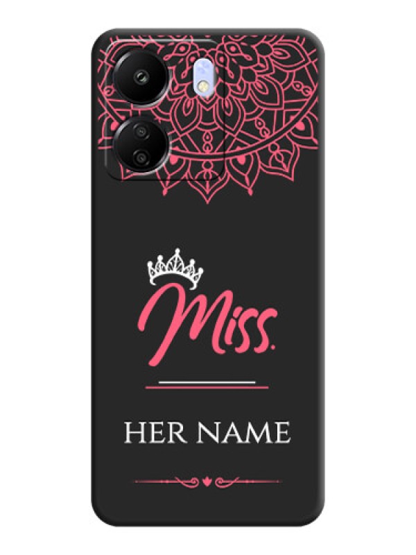 Custom Mrs Name with Floral Design On Space Black Custom Soft Matte Mobile Back Cover - Poco C65