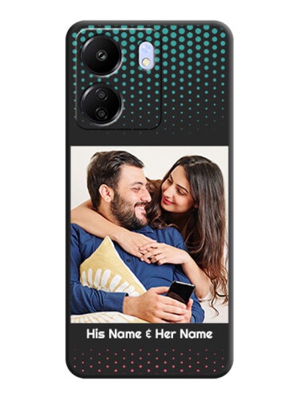 Custom Faded Dots with Grunge Photo Frame and Text On Space Black Custom Soft Matte Mobile Back Cover - Poco C65