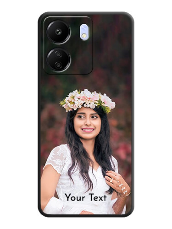 Custom Full Single Pic Upload With Text On Space Black Custom Soft Matte Mobile Back Cover - Poco C65