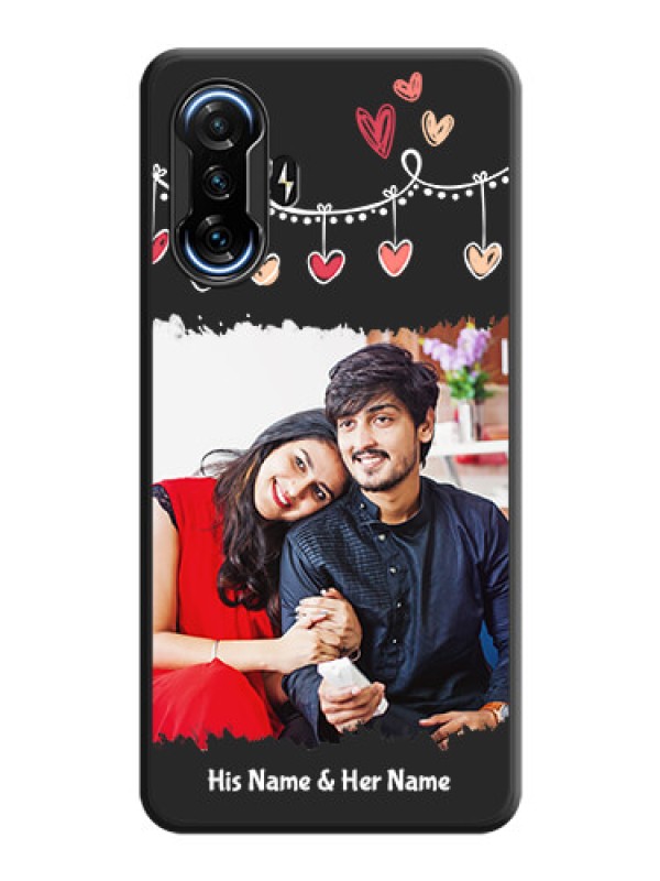 Custom Pink Love Hangings with Name on Space Black Custom Soft Matte Phone Cases - POco F3 GT