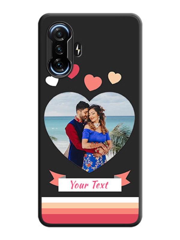 Custom Love Shaped Photo with Colorful Stripes on Personalised Space Black Soft Matte Cases - POco F3 GT