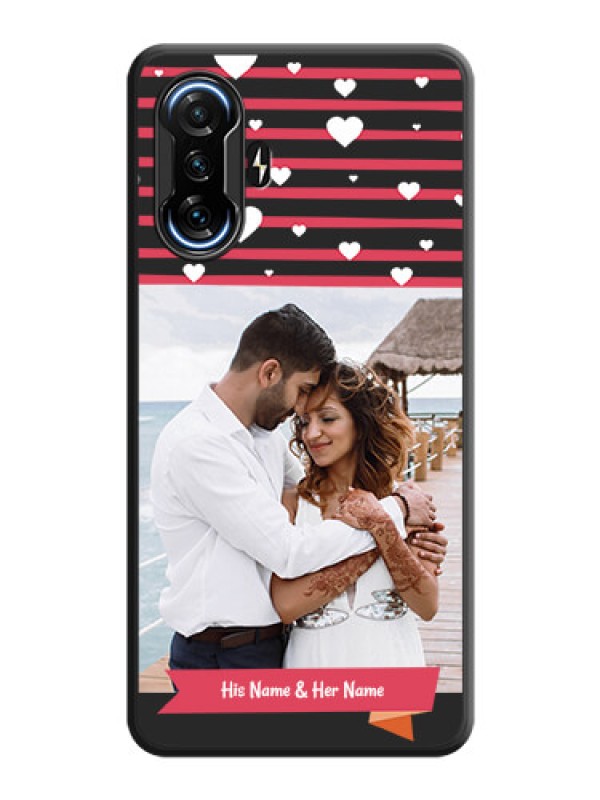 Custom White Color Love Symbols with Pink Lines Pattern on Space Black Custom Soft Matte Phone Cases - POco F3 GT