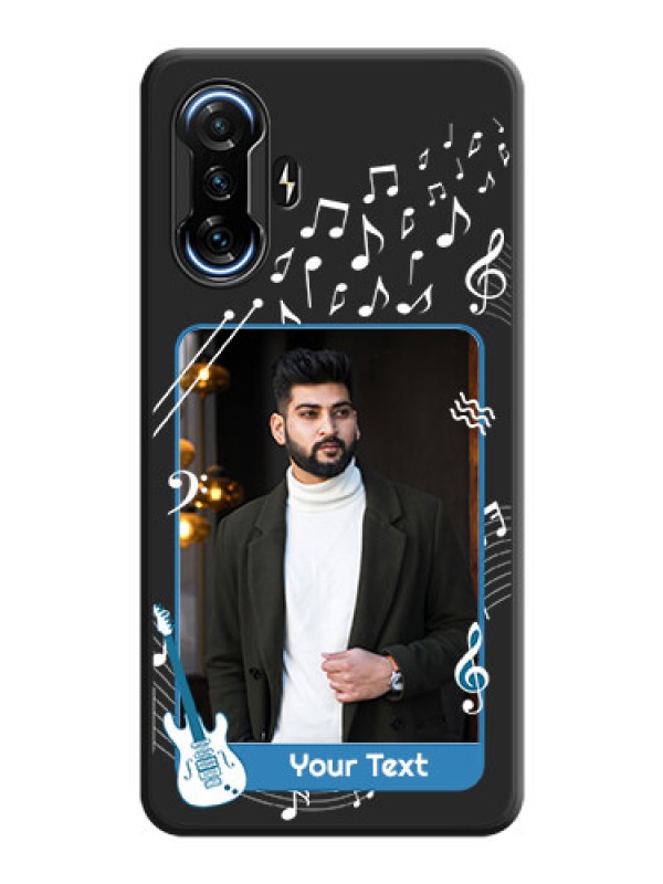 Custom Musical Theme Design with Text on Photo on Space Black Soft Matte Mobile Case - POco F3 GT