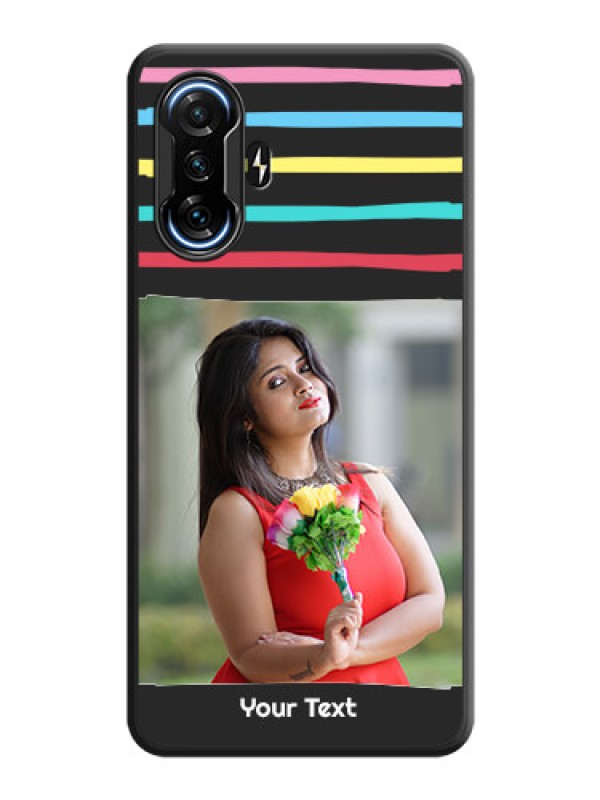 Custom Multicolor Lines with Image on Space Black Personalized Soft Matte Phone Covers - POco F3 GT