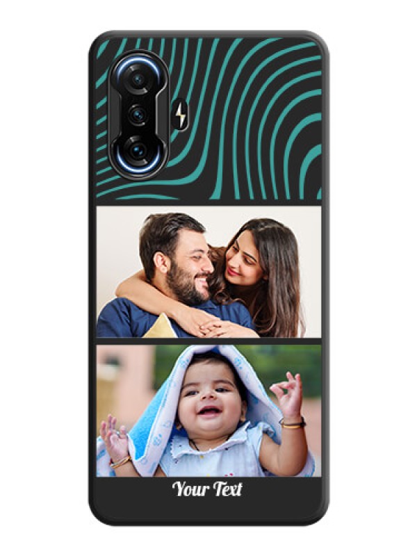 Custom Wave Pattern with 2 Image Holder on Space Black Personalized Soft Matte Phone Covers - POco F3 GT