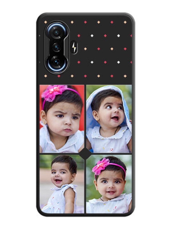 Custom Multicolor Dotted Pattern with 4 Image Holder on Space Black Custom Soft Matte Phone Cases - POco F3 GT