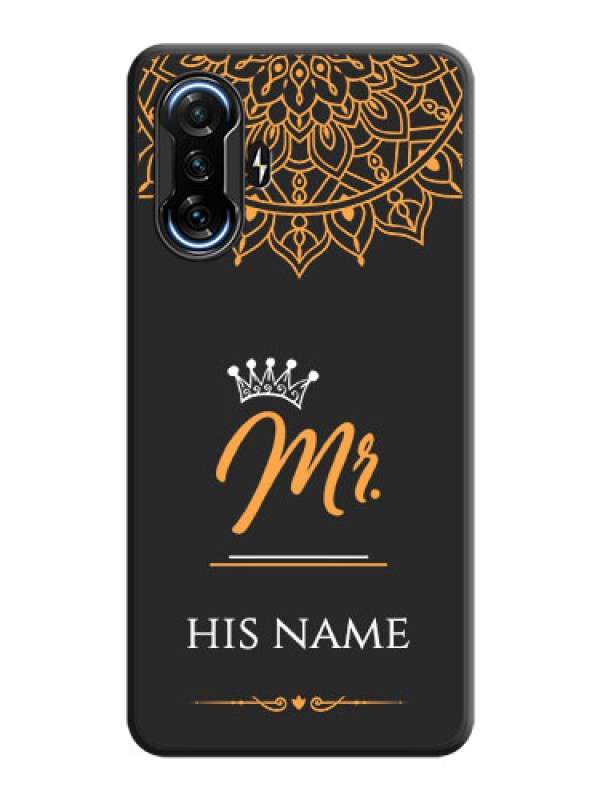 Custom Mr Name with Floral Design  on Personalised Space Black Soft Matte Cases - POco F3 GT
