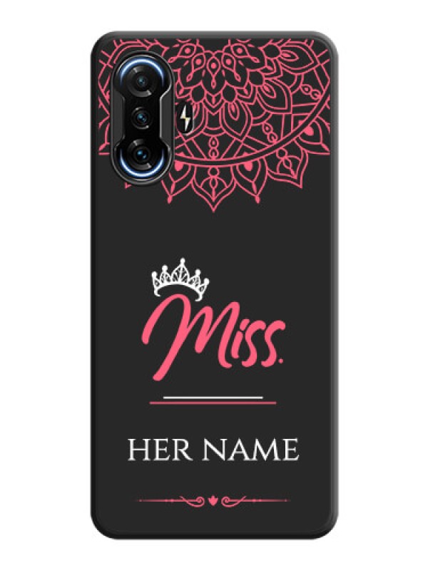Custom Mrs Name with Floral Design on Space Black Personalized Soft Matte Phone Covers - POco F3 GT
