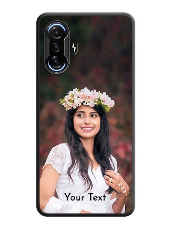 Custom Full Single Pic Upload With Text On Space Black Personalized Soft Matte Phone Covers -Poco F3 Gt