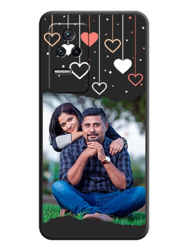 Custom Love Hangings with Splash Wave Picture on Space Black Custom Soft Matte Phone Back Cover - Poco F4 5G