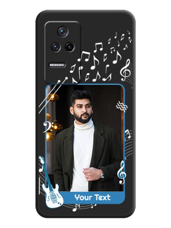 Custom Musical Theme Design with Text on Photo on Space Black Soft Matte Mobile Case - Poco F4 5G